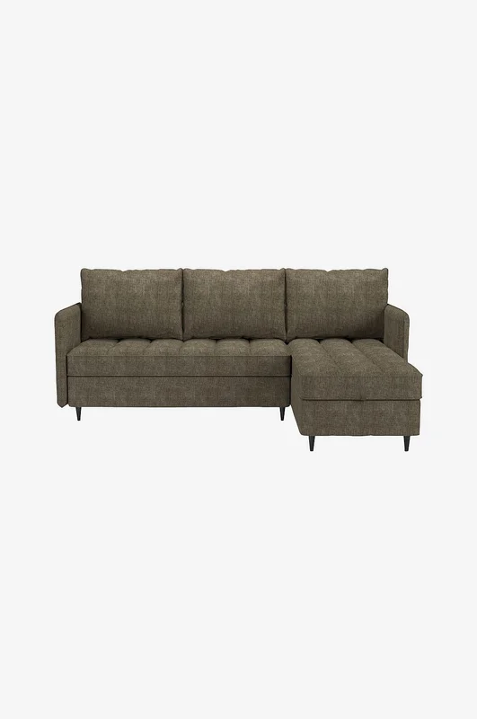 Loft24 - Lindhus 3-personers sofa med opbevaringsplads Vendbar chaiselong i chenille - Brun - 3-pers sofaer - Fra Homeroom