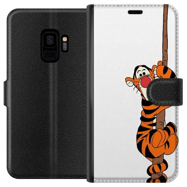 Kompatibelt Plånboksfodral till Samsung Galaxy S9 Lekfull tecknad tiger som klättrar på gren i minimalistisk stil