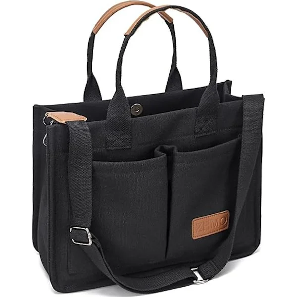 Large Canvas Tote Bag for Women with Pockets, Laptop Crossbody Bags All Everyday Bag Handbags for Work Beach Gym
