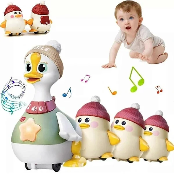 Tecknad leksaksanka gunga, tryckknappsbil, glidande djur, pullback-bil, pedagogisk leksak för tidig barndom (en liten gås) A Baby Goose