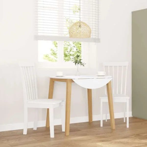 vidaXL Matstolar 2 st vit gummiträ, matsalsstol, stol, lounge-stol, matsalsstolar, stol 4102393