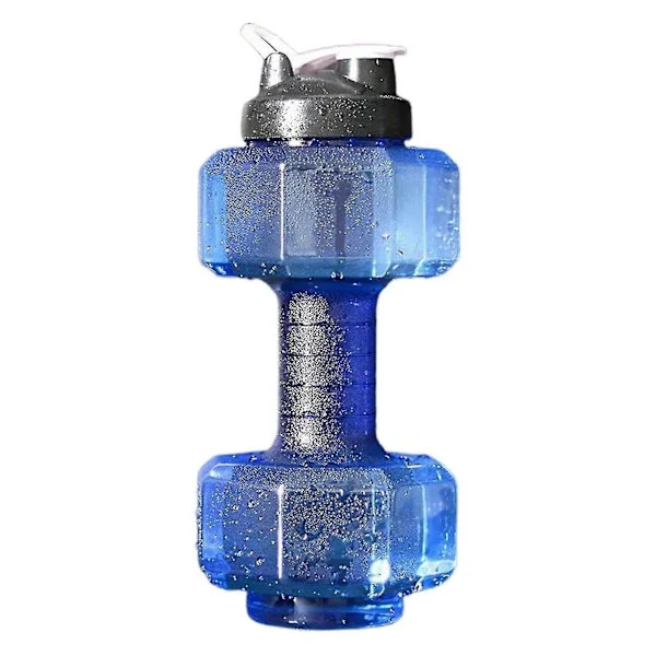 Dumbbell Shape Water Bottle Large Capacity Plastic Portable Sports Water Bottle Blue
