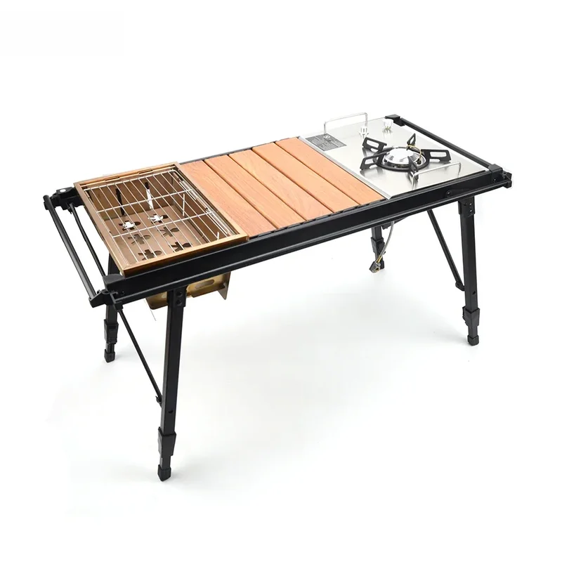 AliExpress - Camping Klappbarer abnehmbarer IGT Holztisch Gasherd Tragbarer leichter Camp BBQ Grill Tisch Outdoor Picknick Angeltisch
