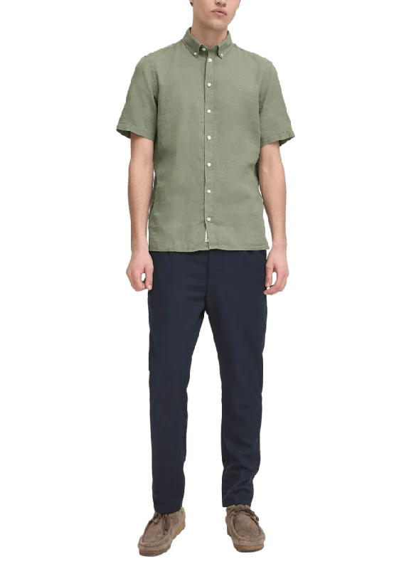 Casual Friday CFANTON 0071 SS 100% linen shirt Skjortor Herr Grön XL