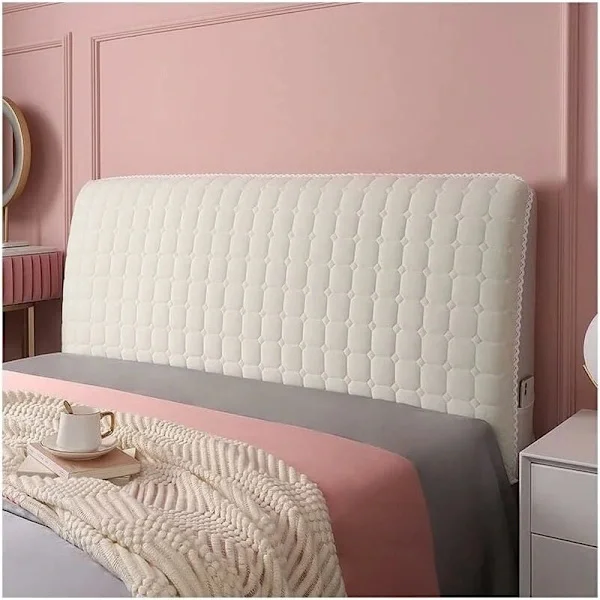 Headboard Cover 160cm, Headboard Cover with Stretch Side, Washable Dustproof Headboard Cover, Thickened Quilted Velvet