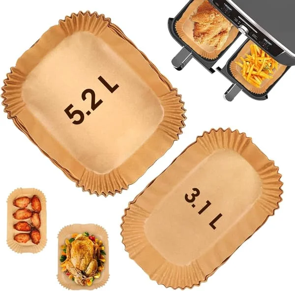 Airfryer bakplåtspapper (5,2 L och 3,1 L) - Airfryer tillbehör (50 ark + 50 ark)