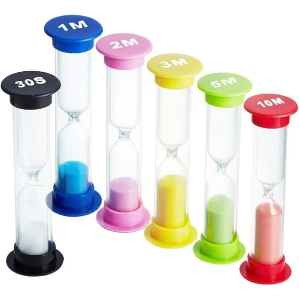 6 stk. timeglas 30 sek. / 1 minut / 2 minutter / 3 minutter / 5 M
