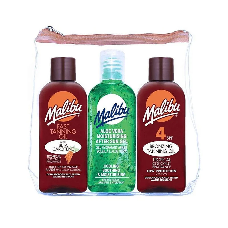 Malibu Fast Tanning Travel Essentials, SPF 4 Bronzing and Beta Carotene Oil, Sooth 3 x 100 ml, Hudpleje, Solcreme & Solpleje, Aftersun