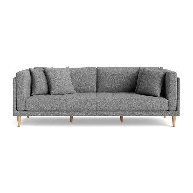 Cali 3 personers sofa - Hygge Lysegrå - 220x92x76cm - Sofa, 3 personers sofa - Elegant Design, Stærk Bøgetræsramme & Pyntepuder Inkluderet