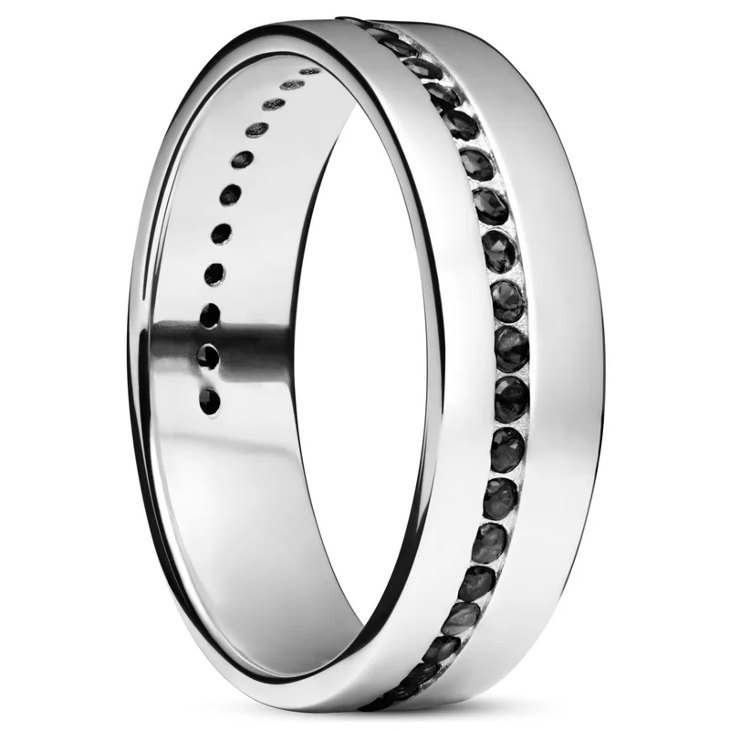 Adrian Sort Zirconia Lined 925 Sterling Sølv Ring til mænd - Ringe med sten | Sidegren