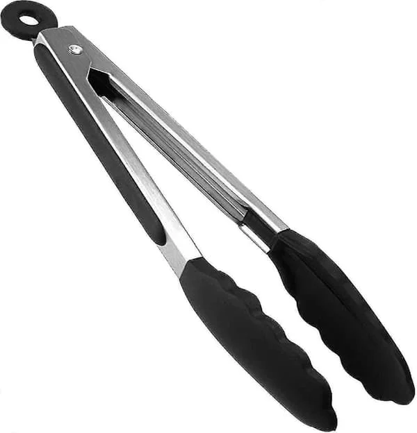 Matlagningspincett, matlagnings- och grillpincett, kökspincett, grillpincett tillverkad av rostfritt stål och silikon, korvpincett, stekpincett, 