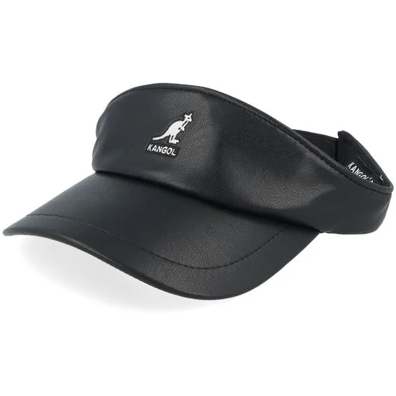 Kangol - Svart visor Caps - Kg Kangol Faux Leather Black Visor @ Hatstore