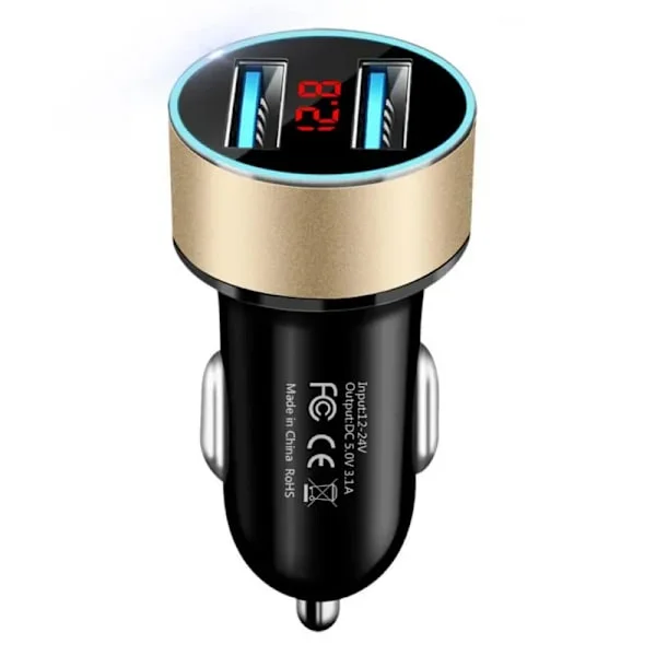 Billaddare QC3.0 Snabbladdning Typ C 2 Portar USB Mobilladdare I Bil För IPhone Xiaomi Samsung IPad Billaddaradapter