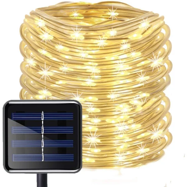 Ulkona aurinkoenergialla toimiva puutarhan LED-valonauha PVC-putkivalo kuparilanka