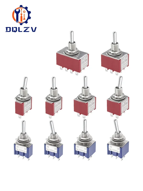 AliExpress - MTS-102 103 MTS-202 203 Togbanded Switch 3/6/9/12Pin pipeline 5A snap250 V 125ylique on on on on SPDT 6mm Mini Switch DPDT on off on 