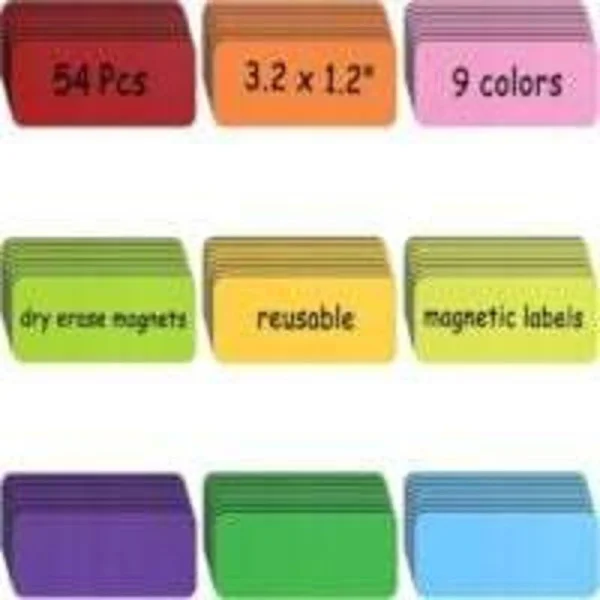 Writable Magnetic Labels - Self-adhesive, Reusable - 54 pcs, 80x30mm