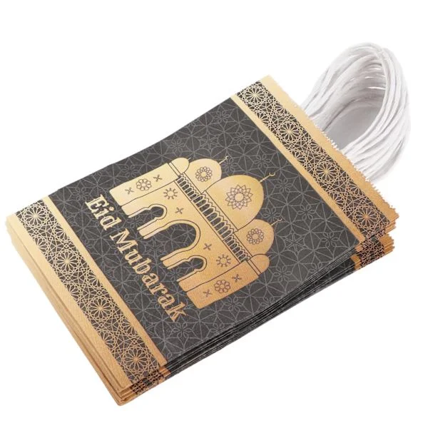 12 pcs Ramadan Gift Bag with Rope Handle Paper Decorations Tote Bag Craft Material EID MUBARAK