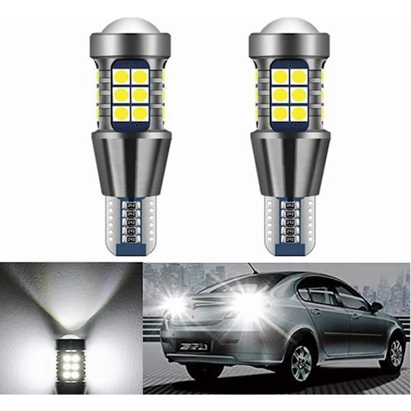 T15 W16W 12V-24V LED Bilpære 921 912, 800Lm Hvit 6500K for LED Parkerings- og Ryggelys (2 stk)