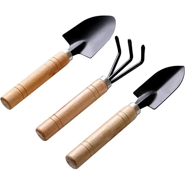 Trädgårdsredskap Set-Trädgårdskratta Trädgårdsspade, Liten Sukkulent Växt Omplanteringsspade Set, 3 Delar Mini Premium Trädgårdshandkit