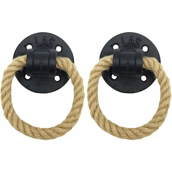 Retro skåp ring handtag rustik trä dörr handtag ring vintage smidesjärn klassisk skåp handtag handtag hamparep handtag ring,(2 st,svart)