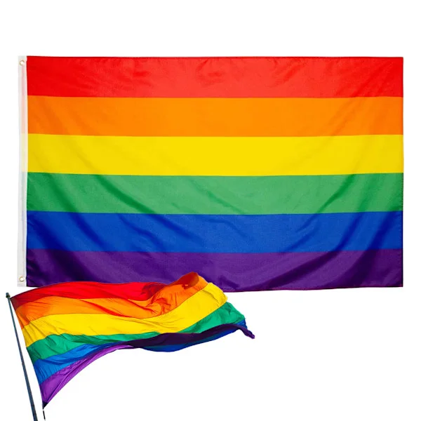 Regnbågsflagga Pride 3x5 fot Utomhus-LGBTQ Flaggor Pride Flag Sydd Ränder Levande Färg Heavy Duty Polyester Flaggor