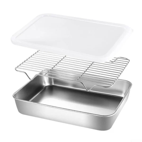 Stainless Steel Baking Sheet with Rack for Oven and Cookie Sheet (31 x 24 x 5 cm)