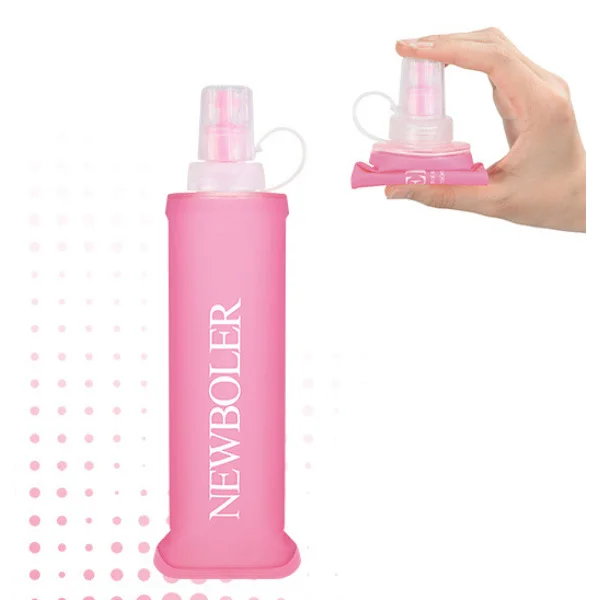 Soft flask, Foldable Water Bottle 150/250/500ml, soft water bottle – BPA-free, for marathon, Camping and Hiking pink