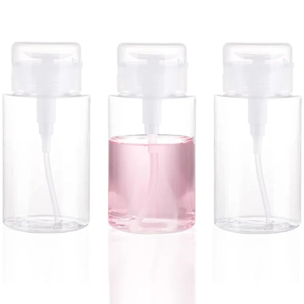 3-pack tryckpumpdispenser tomma flaskor med trycktopp för nagellack, sminkborttagare, micellärt vatten, ansiktsvatten 6,7 oz/200 ml