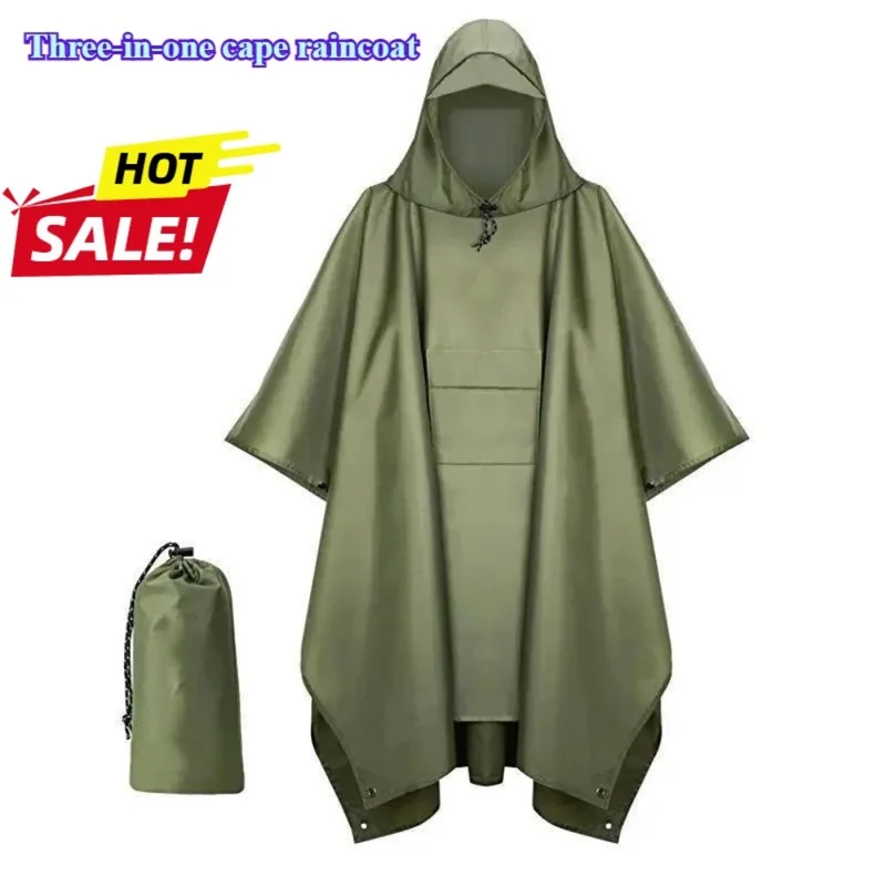 AliExpress - Outdoor-Militär-Regenmantel, wasserdichter Poncho für Camping, Wandern, Reisen, Motorradabdeckung, Zeltschutz mit Kapuze und Ärmeln