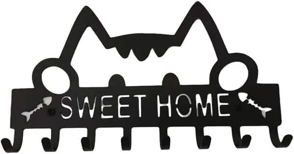 Cat Key Hook for Wall, Wall Mounted, Metal Key Holder, with 8 Hooks