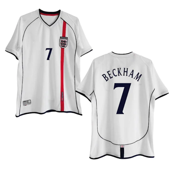 2002 England Hjemme Retro Trøje Nr. 4 Gerrard Nr. 7 Beckham Fodboldtrøje-FA-