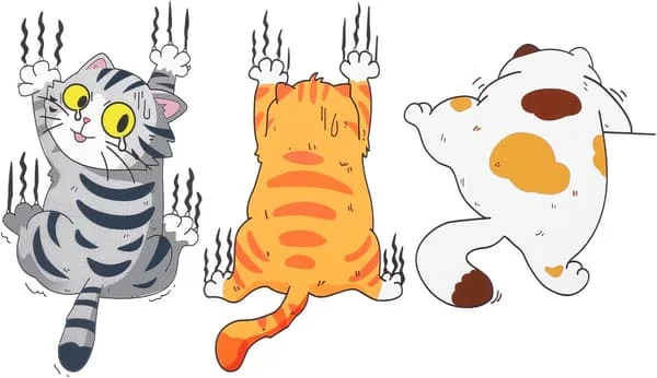Cartoon Cat Car Sticker, 3 Pack Vinyl Funny Auto Decals Bumper Sticker Cats Scratch Cover Self-Adhesive Car Decoration Stickers Decor for Window Walls
