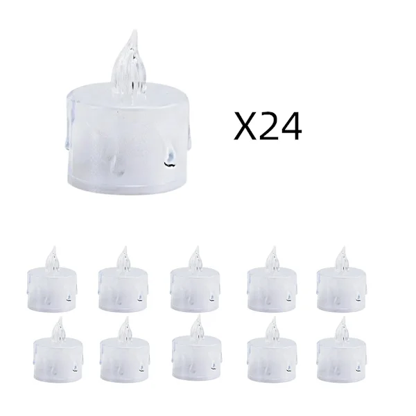 24-pack Flameless Värmeljus Batteridrivna Kristall LED Värmeljus Alla hjärtans dag Bröllop Diwali Juldekorationer