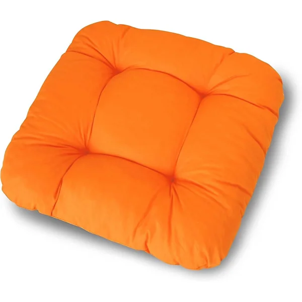 Set med 2 st Stolsdynor Orange (38x38x8 Cm) - Sittdyna för Trädgårdsstol, Köksstol eller Matsalsstol - Bekväm UV-beständig Inomhus och Utomhus