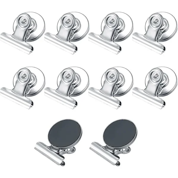 10 stk. magnetiske clips, køleskabsmagneter, magnetiske clips, stærke magnetiske metal køleskabsclips, til kontor, skole, whiteboard, magnettavle
