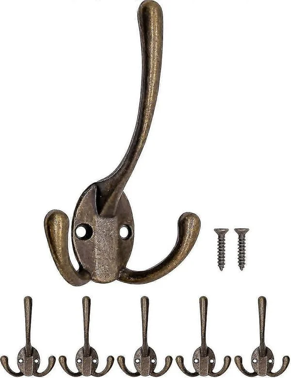 Zk-antik Naulakot, Pyyhenaulakot, Vaatenaulakot, Hattunaulakot, Messinkipronssi Design Seinänaulakot, Vintage Maalaistalo Vintage, 5 kpl:n setti