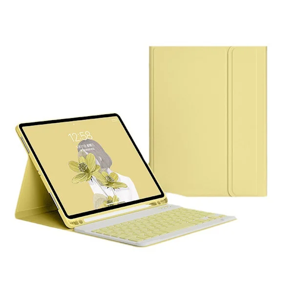 Fodral med tastatur til iPad 9. 8. 7. 10.2 tommer 2021 2020 2019 Gul Yellow