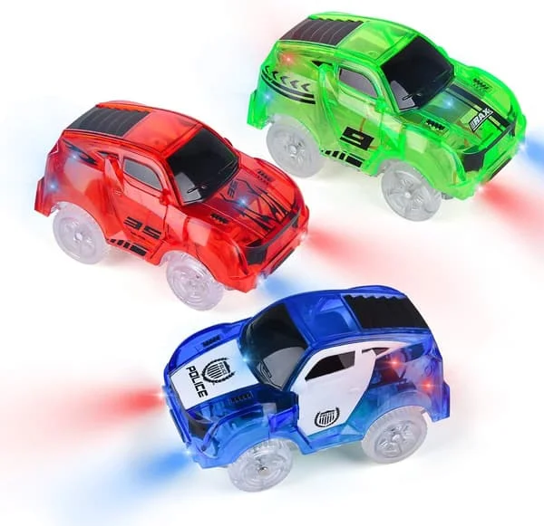 3-pack LED night light cars for children (blue, red, green)
