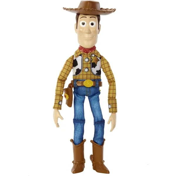 Disney ja Pixar Toy Story -elokuvalelut, puhuva Woody-hahmo pehmeällä vartalolla, 20 lausetta, vetonaru aktivoi äänet, Roundup Fun Woody