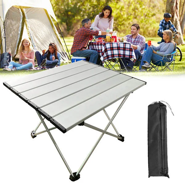 Rullebord i aluminiumslegering, rullebord, skridsikkert, holdbart minipicnicbord til camping, vandreture, rejser