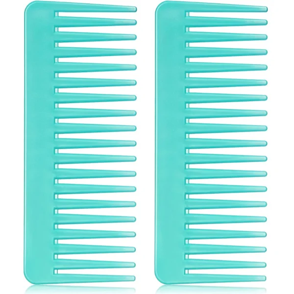 Cyan Large Detangling Comb Wide Tooth Comb for Curly Hair Wet Dry Hair, Handleless Detangling Comb Styling Shampoo Comb