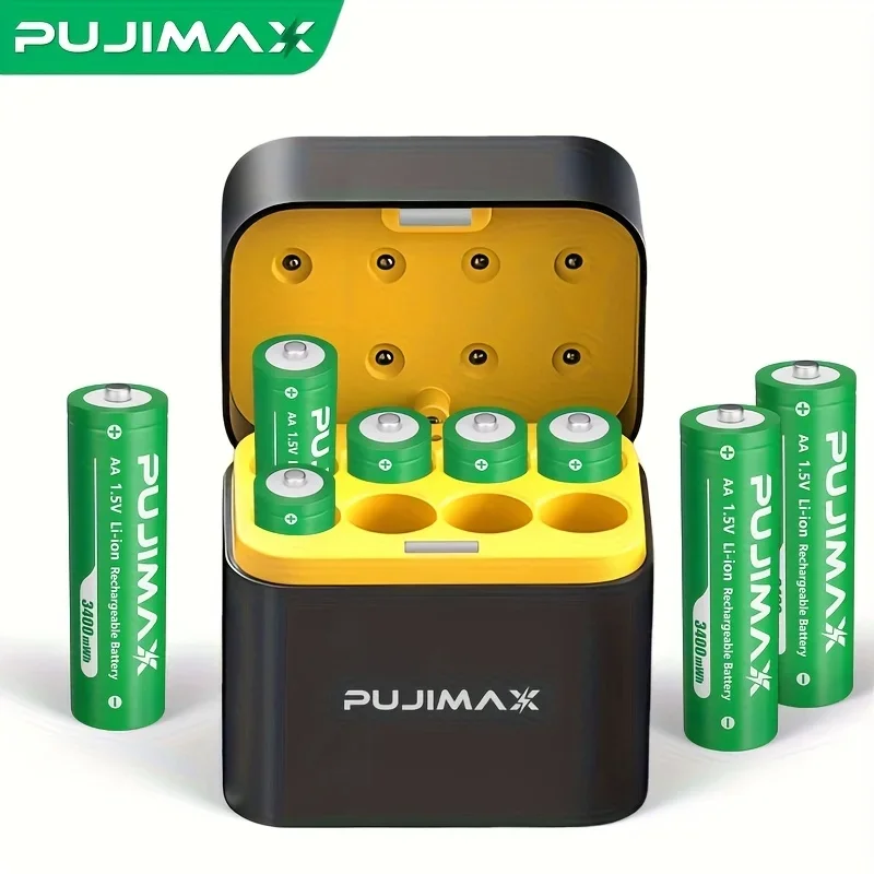AliExpress - PUJIMAX Li-Ion AA-Akkus 1,5 V AA 3400 mWh Lithium-Ionen-Akku + Ladegerät, Radiowecker, Videospiel, digitaler Akku