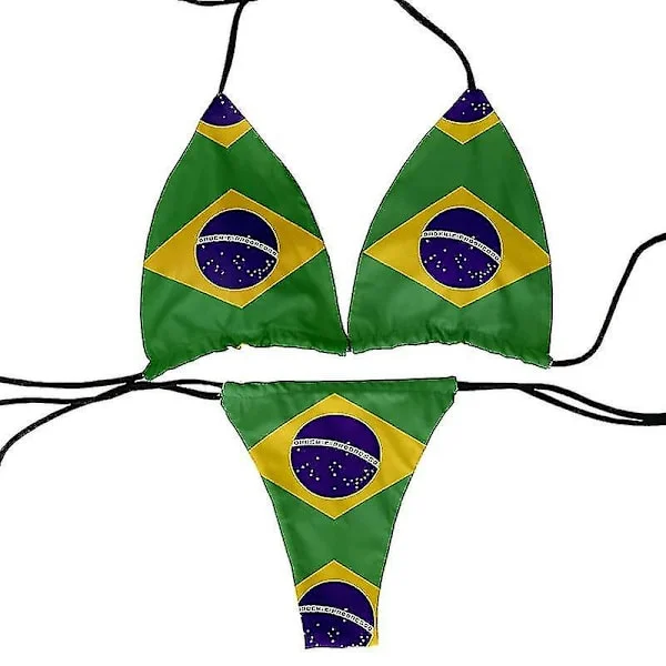 Rolig flaggmönstrad baddräkt dam strandbad tvådelad kostym dam bikini mode present