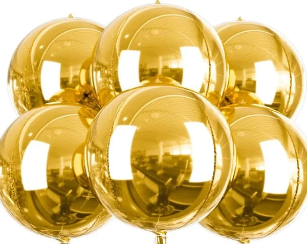 Gold Balloons, 6 Pcs Gold Balloons, Giant 22 Inch 4D Foil Balloons, Large Mylar Balloons, Gold Balloons for Birthday, Engagement, Wedding