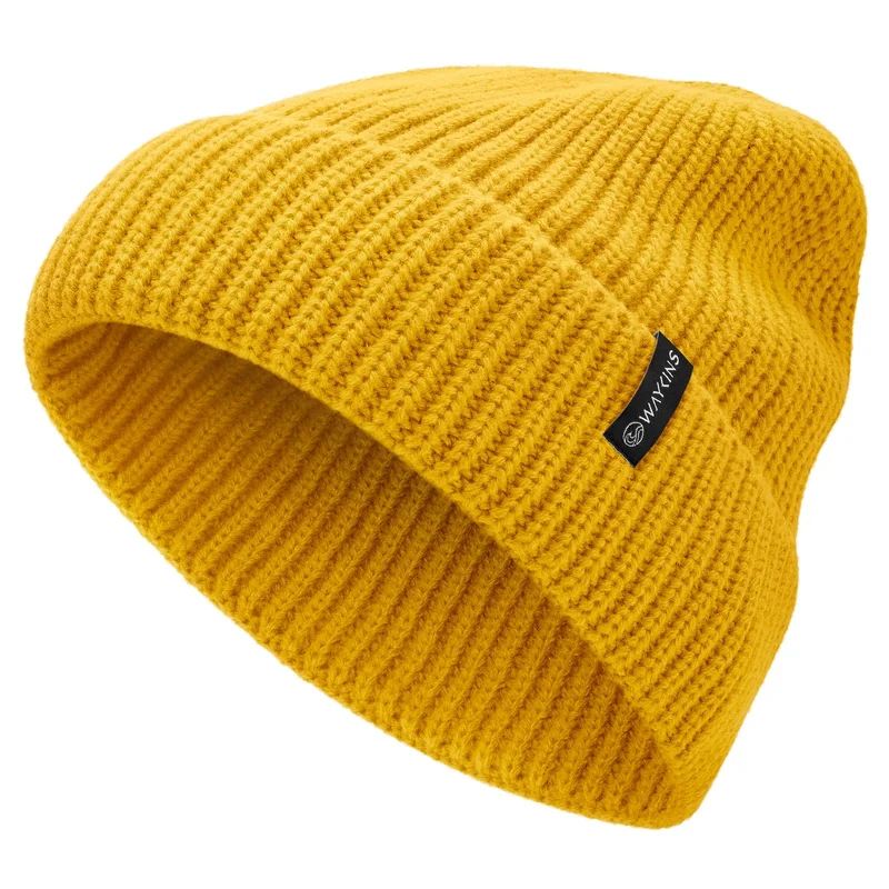 Baltic | Gelbe Rippstrick-Beanie aus Acryl für Männer - Beanie Mützen
