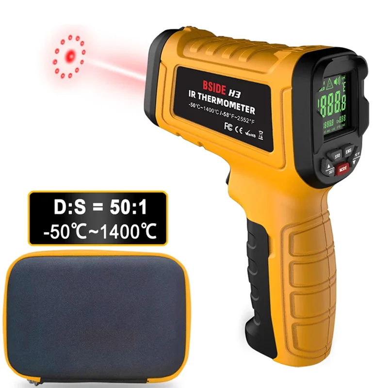 AliExpress - BSIDE Infrarot-Thermometer Professional 50:1 -50~1400C Digitales IR-LCD-Temperaturmessgerät Berührungslose Laser-Thermometer Pyrometer