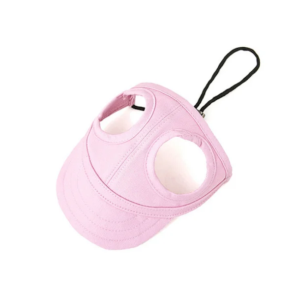 Dog Baseball Cap Sports Cap Outdoor Cap Adjustable Striped Summer Hat with Ear Holes (XL-Pink)