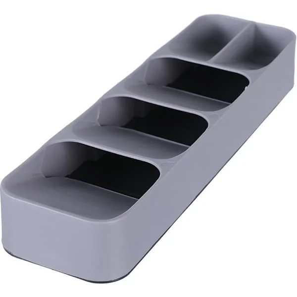 Compact cutlery drawer organiser, 5 compartments, for 24+ pieces, grey