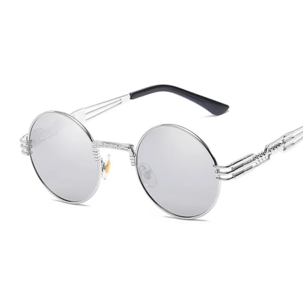 Steampunk Solbriller Dame Runde Briller Mann Linse Unisex Vintage Retro Stil Punk Solbriller Kvinner Oculos De Sol