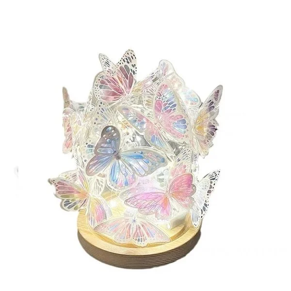 Sommerfuglstemningslampe Nattbord Dekorativ liten bordlampe DIY Sommerfugllampe Batteridrevet Nattlys Gave til datters mor